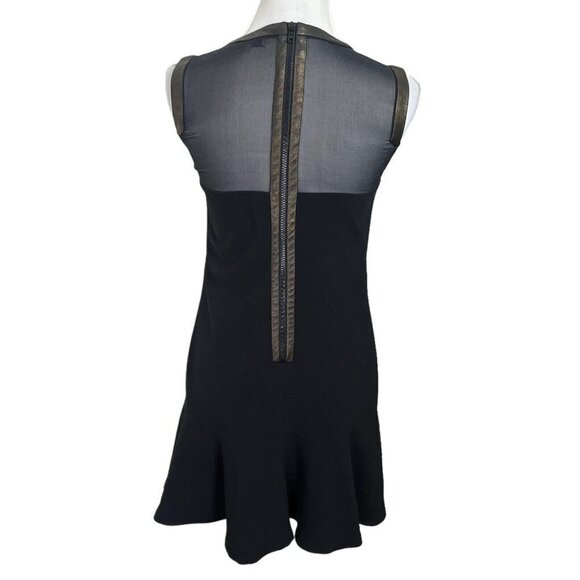 Sandro Paris Silk Mini Dress Black Women’s Size Small Crew Neck Flounce Hem - Picture 7 of 12